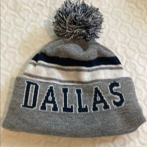 Dallas Adult Women’s Pom-Pom Beanie Hat - Gray and Blue Cowboys OS Warm Cozy